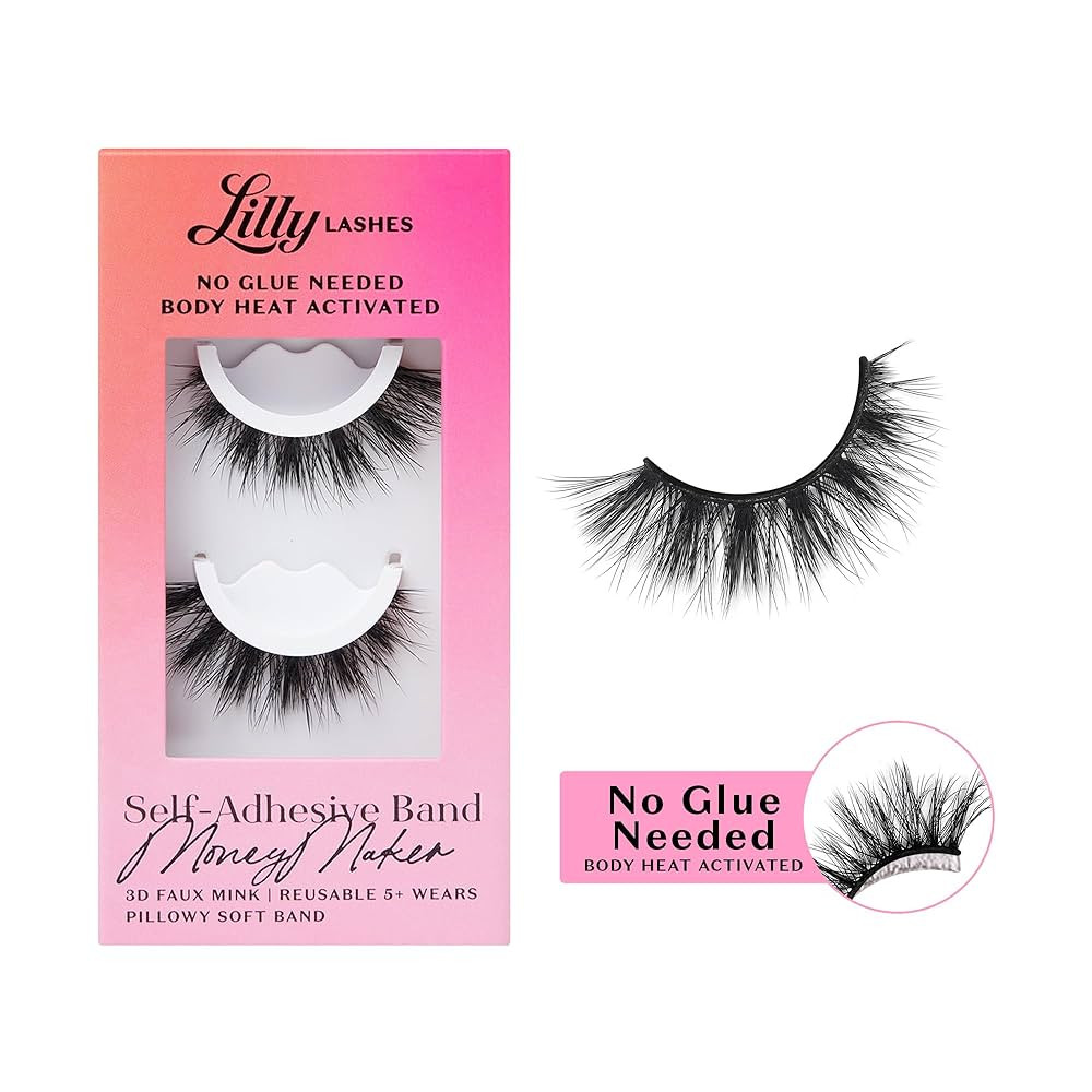 Lilly Lashes 3D Self Adhesive Eyelashes, No Lash Glue Needed, Body Heat Activated Press on Lashes... | Amazon (US)