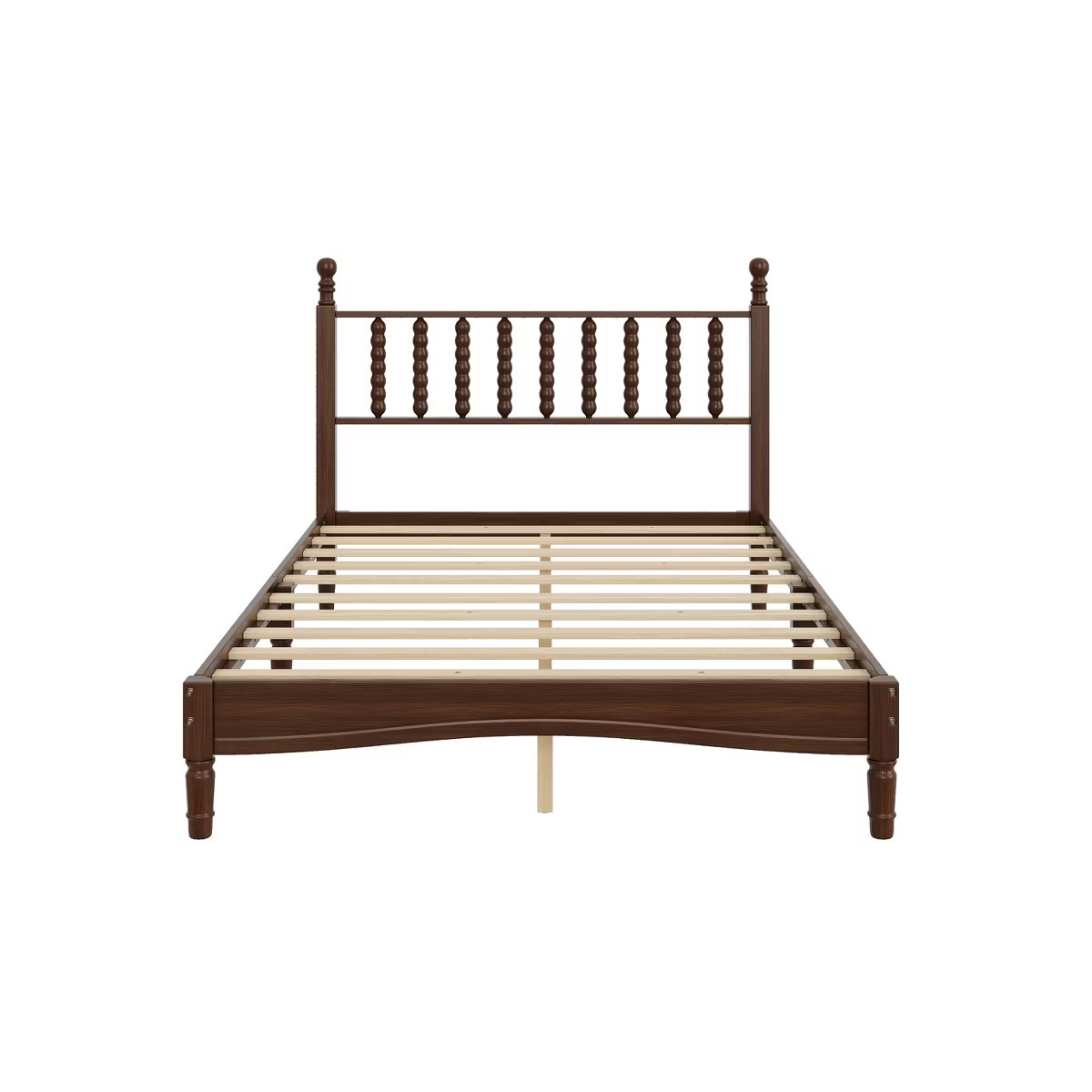 Polibi Solid Wood Platform Bed with Carved Gourd Spindle Headboard | Target