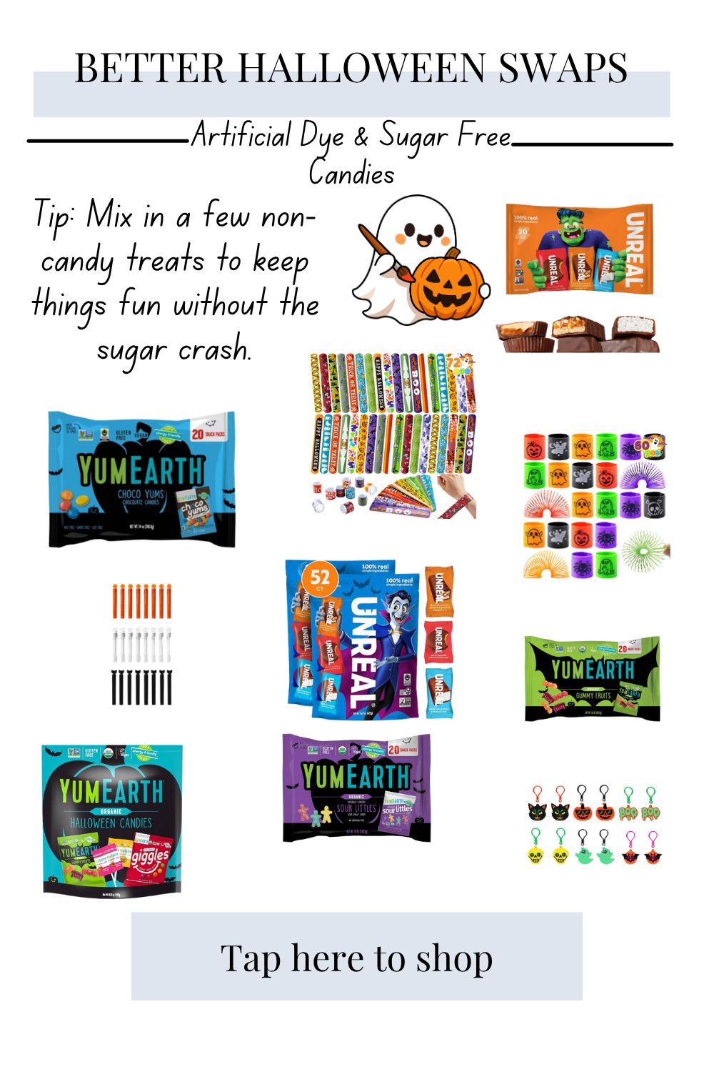 Better Halloween candy swaps 🍬
Artificial dye free, artificial sugar free, and still kid approved. These are the treats I reach for when I want to keep things fun and better for little bodies. 

 #LTKHalloween #LTKSeasonal #LTKKids