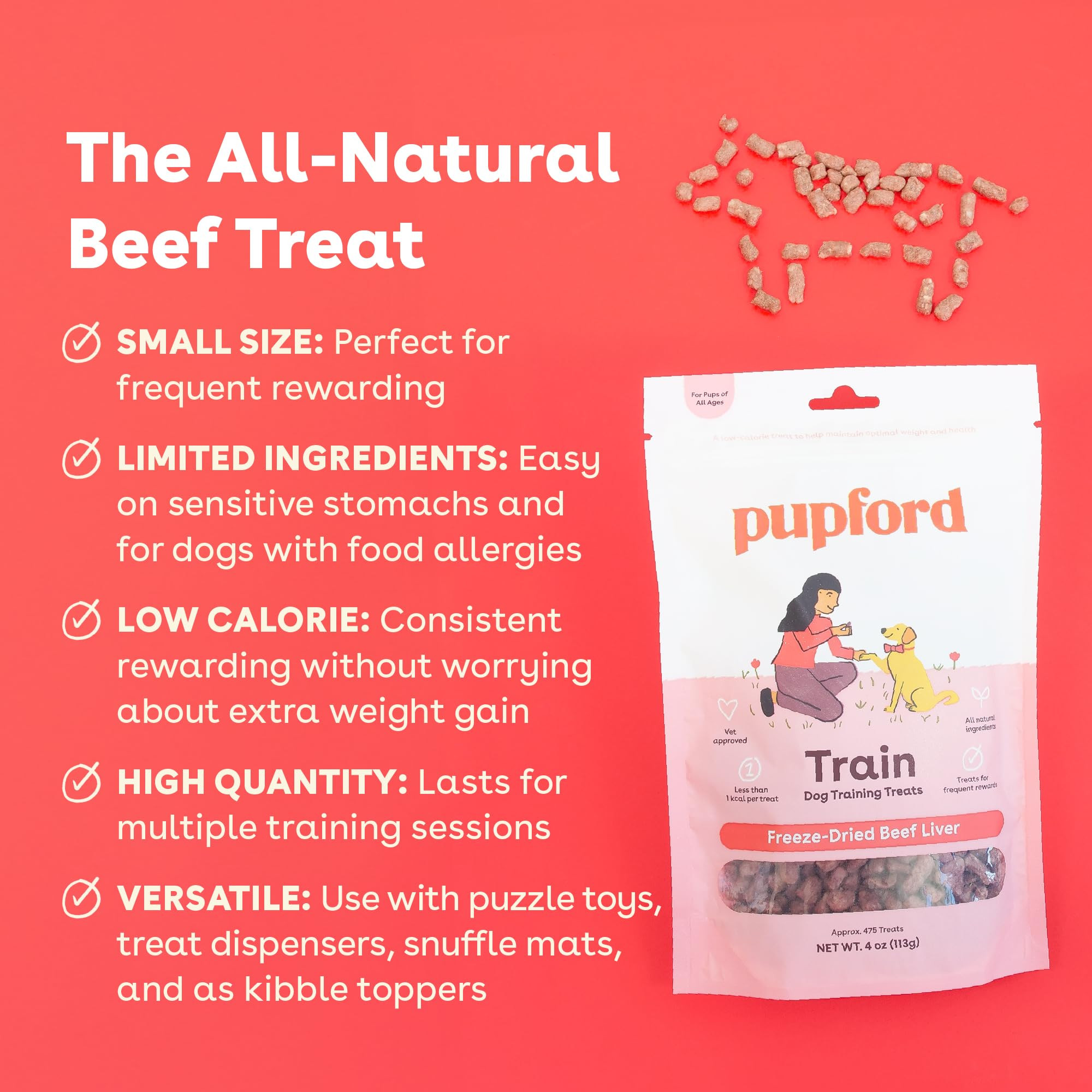 Pupford Freeze Dried Training Treats for Dogs & Puppies, 475+ Three Ingredient Bites (Beef Liver,... | Amazon (US)