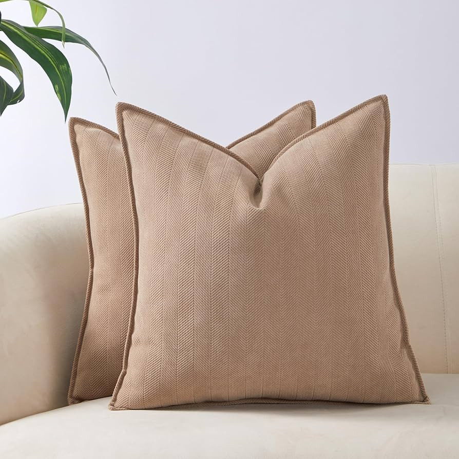 Anna's Whimsy Spring Soft Chenille Throw Pillow Covers,20x20 Set of 2 Modern Decorative Neutral B... | Amazon (US)