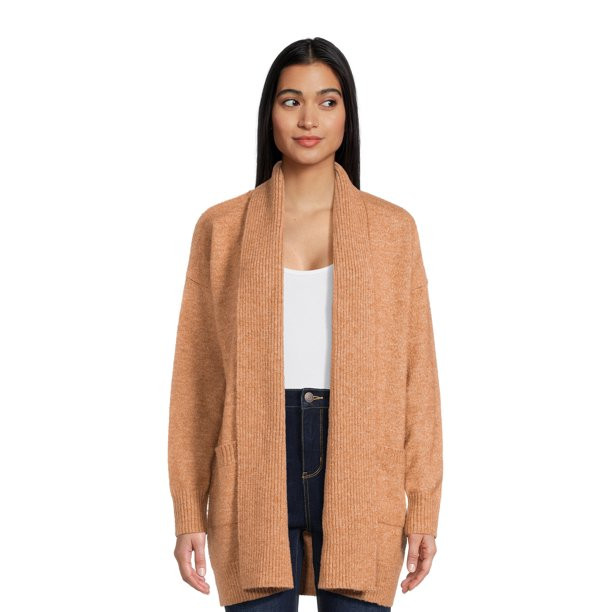 Time and Tru Women's Fuzzy Cardigan Sweater with Pockets, Midweight, Sizes XS-XXXL | Walmart (US)