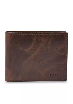 Fossil Men's Derrick Leather Rfid Bifold With Flip Id Wallet | Belk