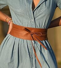 FASHIONGEN - Woman leatherette waisband Obi Belt, MICA | Amazon (US)