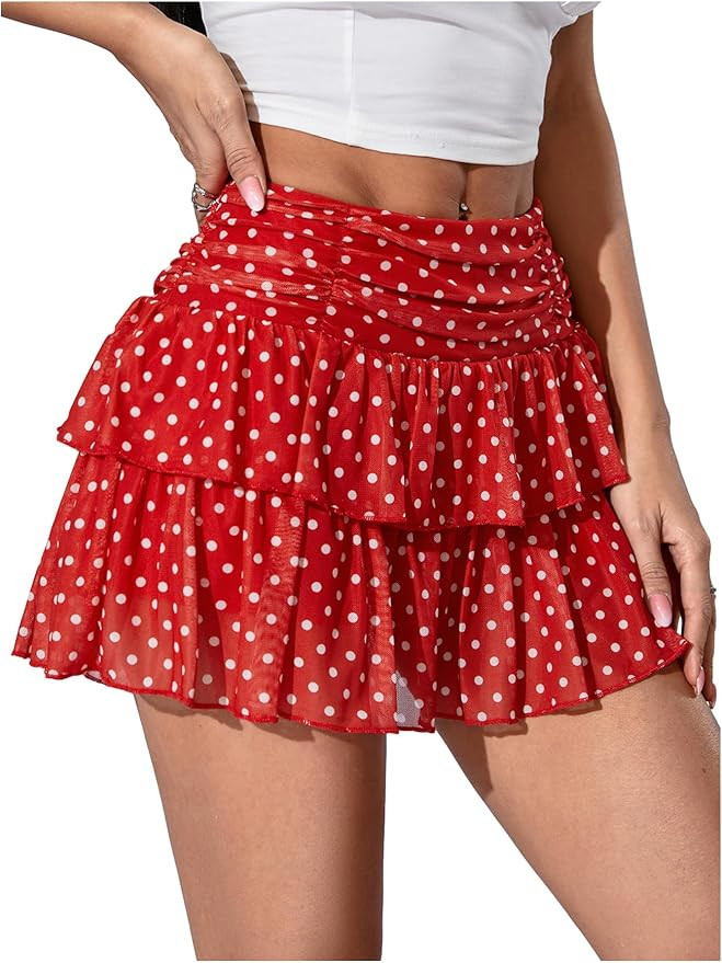 SHENHE Women's Y2K Lace Mini Skirt with Shorts A Line Hight Waisted Ruffle Skirt Skort | Amazon (US)