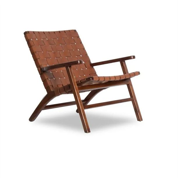 Larisa Mid-Century Modern  Tight Back genuine leather  Lounge Chair  in Tan - Walmart.com | Walmart (US)
