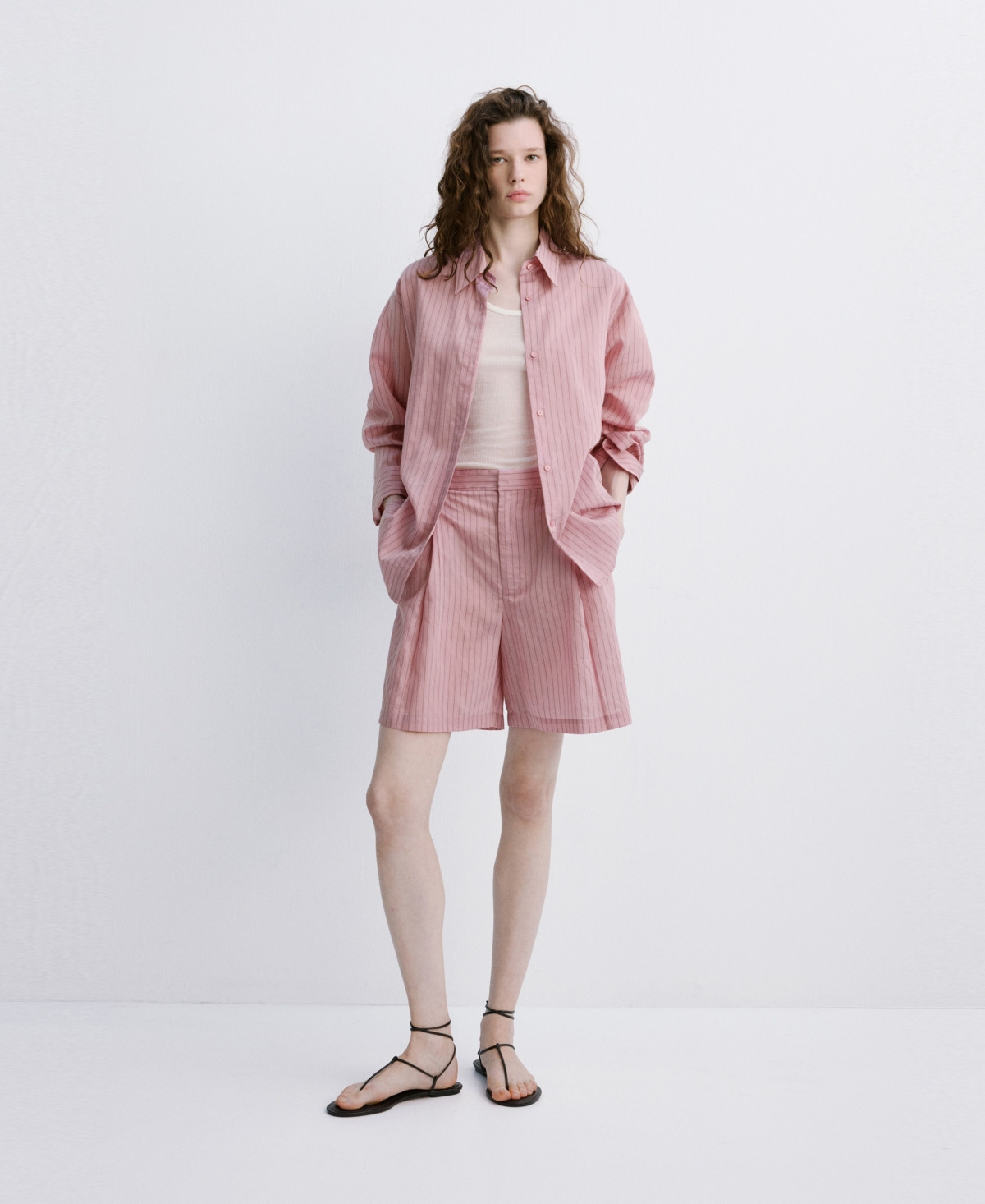 Mango Women's Straight Pinstripe Bermuda Shorts - Pastel Pink | Macy's