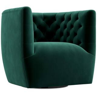 Rose Mid Century Modern Furniture Style Comfy Dark Green Velvet Upholstered Swivel Accent Arm Chair | The Home Depot