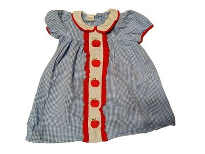 Vintage Adorable Size Large Baby Toddler Dress, Blue Gingham Apple Button Close | eBay US