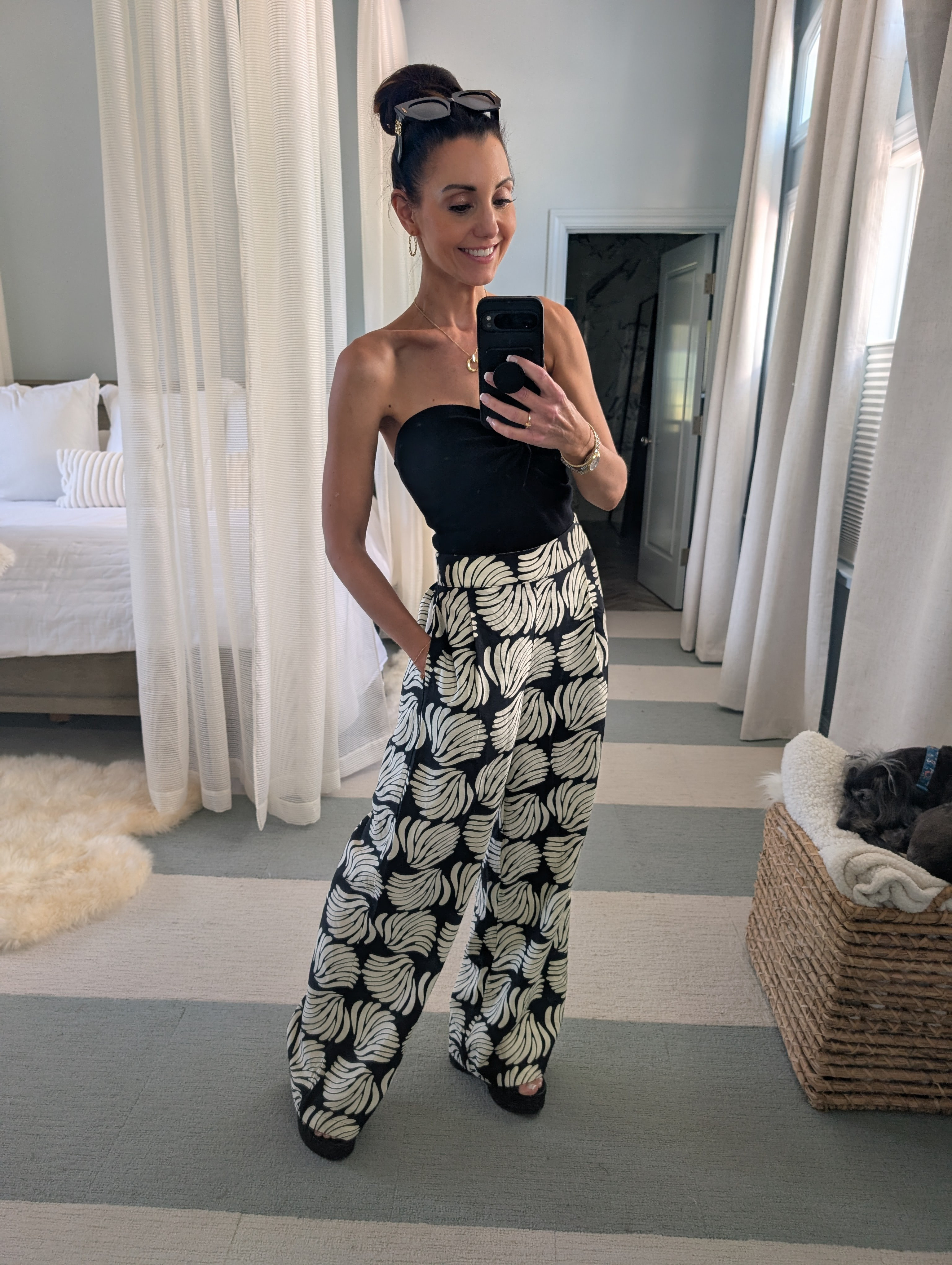 The perfect pants to exist. Soft, airy, comfortable, and perfect for Summer! These pants are great to dress up or down. Paired with an Amazon strapless top, and I'm out the door feeling my best! My exact black wedges are available and on sale as well. They come in tan and are super comfortable! True to size. 

#LTKSaleAlert #LTKOver40 #LTKPetite