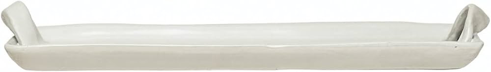 Creative Co-Op Stoneware Handles, Reactive Glaze Tray, 14" L x 5" W x 1" H, White | Amazon (US)