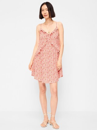 Ruffle-Trim Asymmetrical Mini Dress | Old Navy (US)