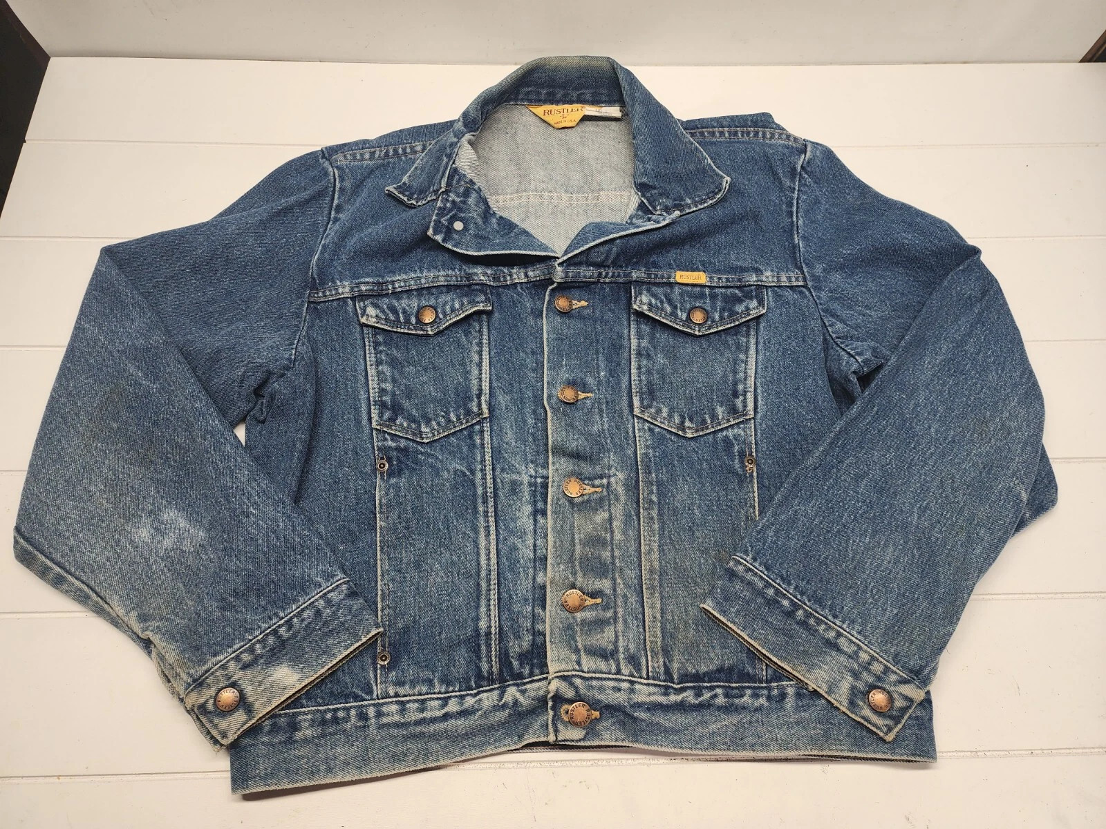 Vintage 70s Rustler Denim Trucker Biker Jacket Union USA Sz L  | eBay | eBay US