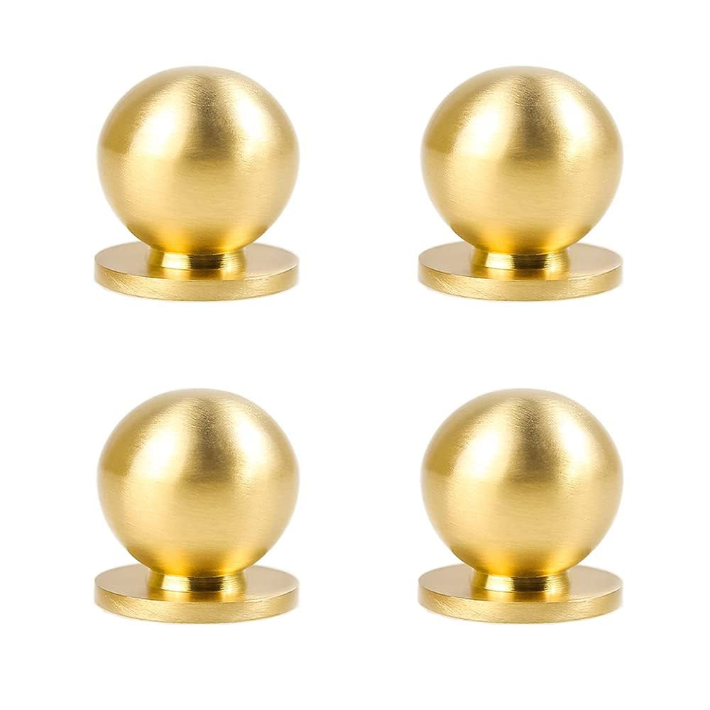 RZDEAL 4pcs 7/8" x15/16(22mmx24mm) Diameter Round Solid Brass Pulls Antique Cabinet Drawer Small ... | Amazon (US)
