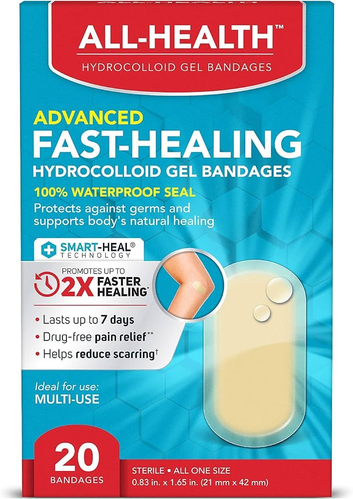 All Health Advanced Fast Healing Hydrocolloid Gel Bandages, Regular 20 ct | 2X Faster Healing for... | Amazon (US)