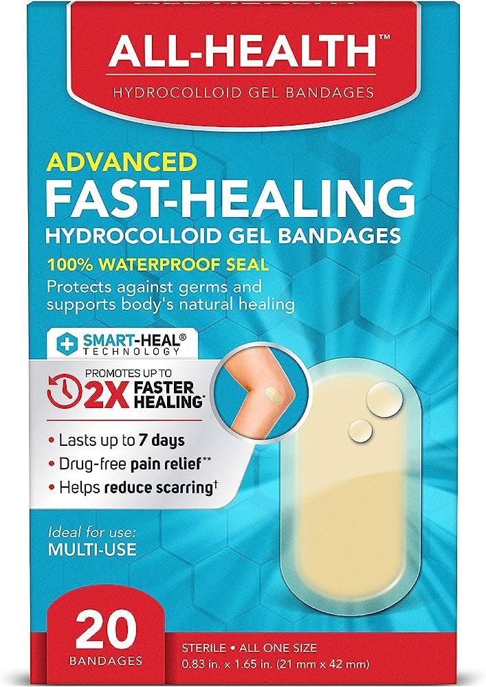 All Health Advanced Fast Healing Hydrocolloid Gel Bandages, Regular 20 ct | 2X Faster Healing for... | Amazon (US)