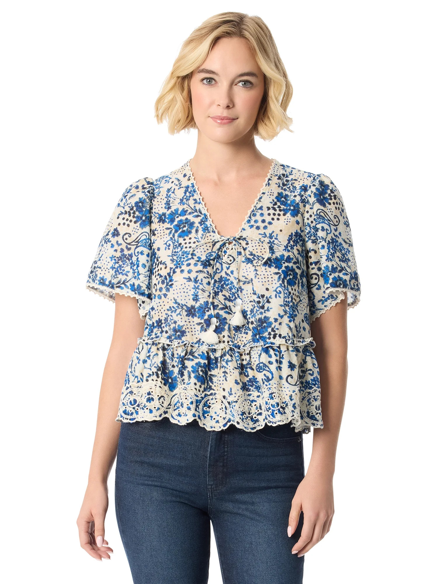 Jessica Simpson Women's Willow Embroidery Blouse, Sizes XS-XL - Walmart.com | Walmart (US)