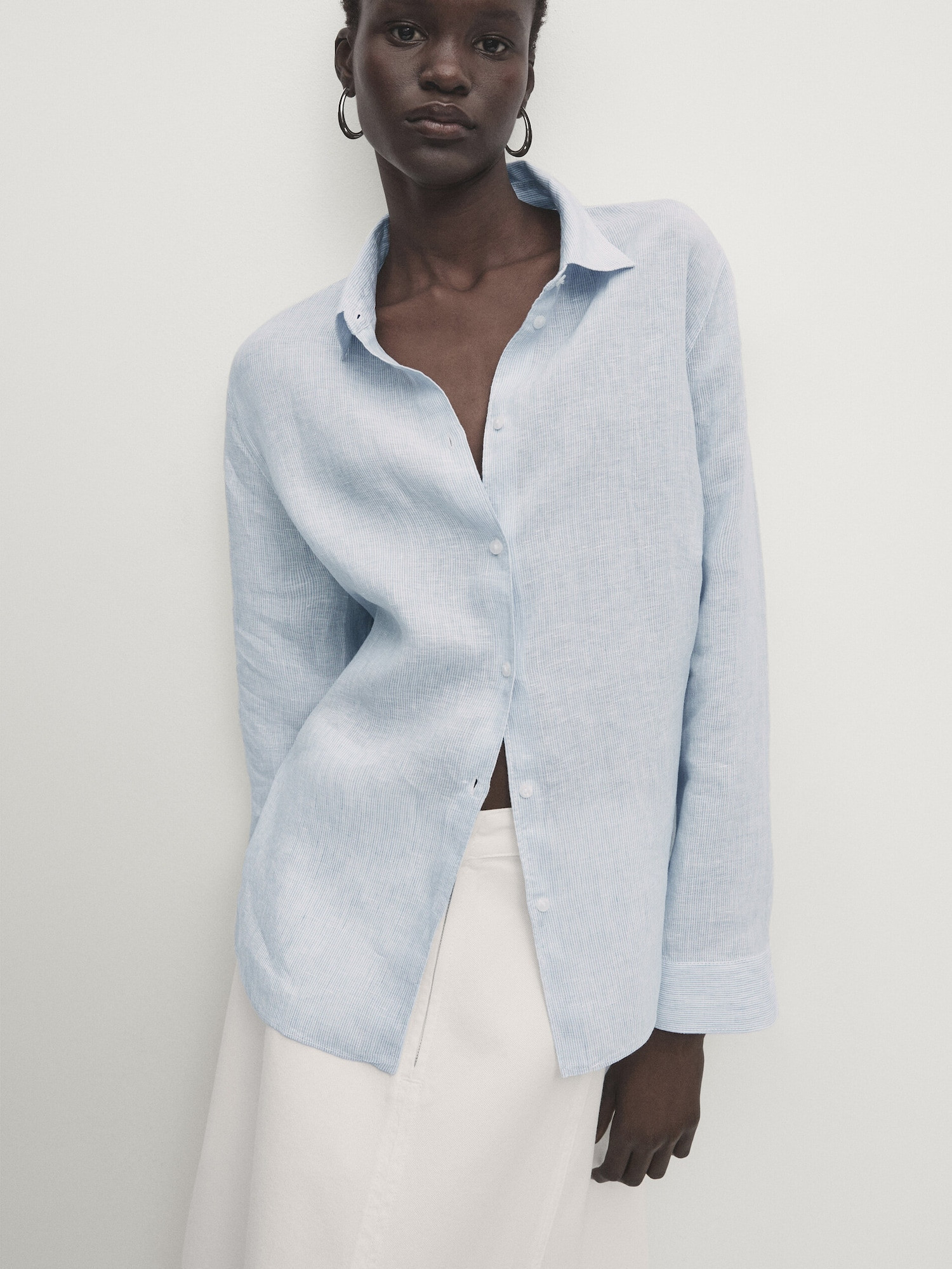 100% linen striped shirt | Massimo Dutti US