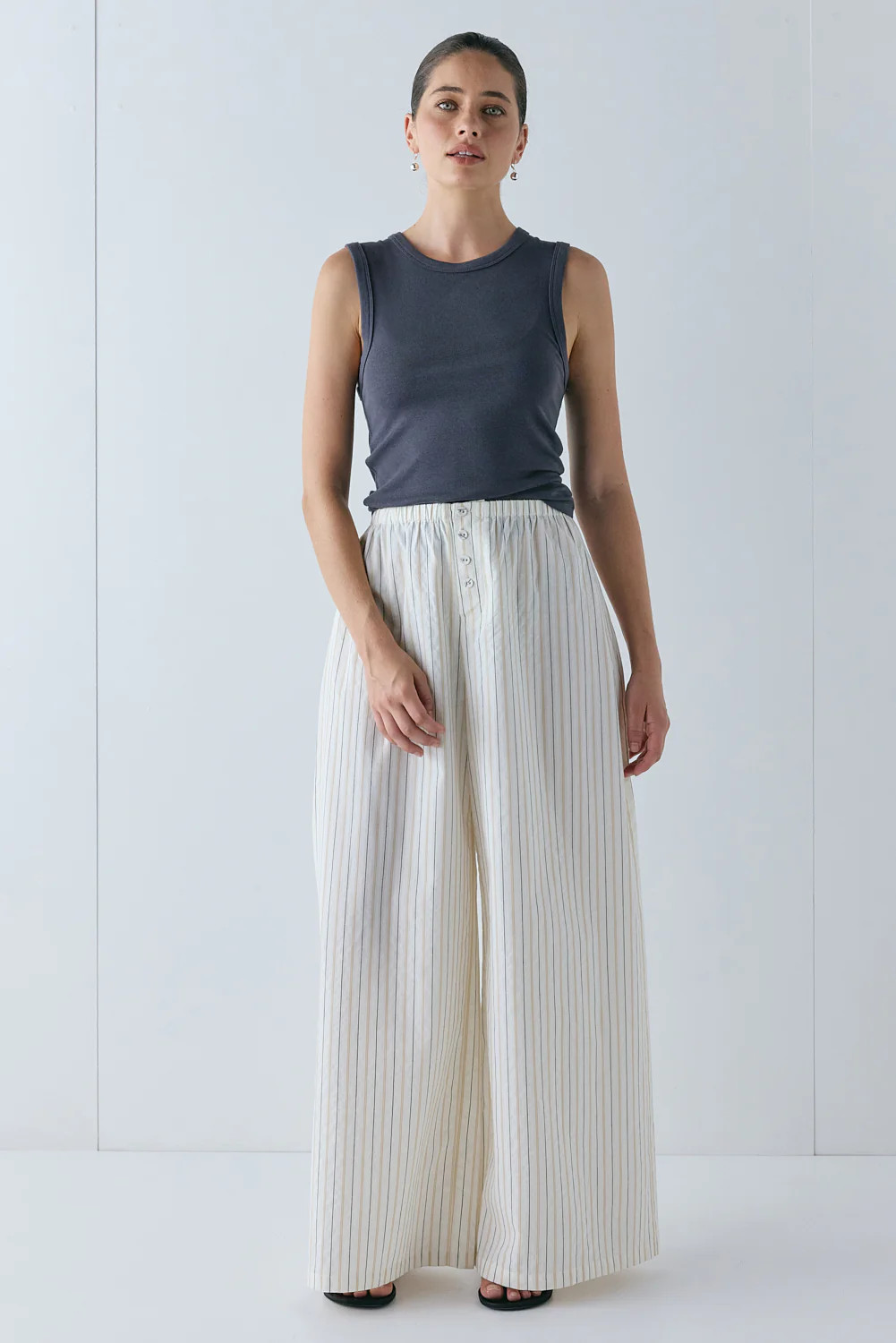 Drew Pants Cream Stripe | VRG Grl