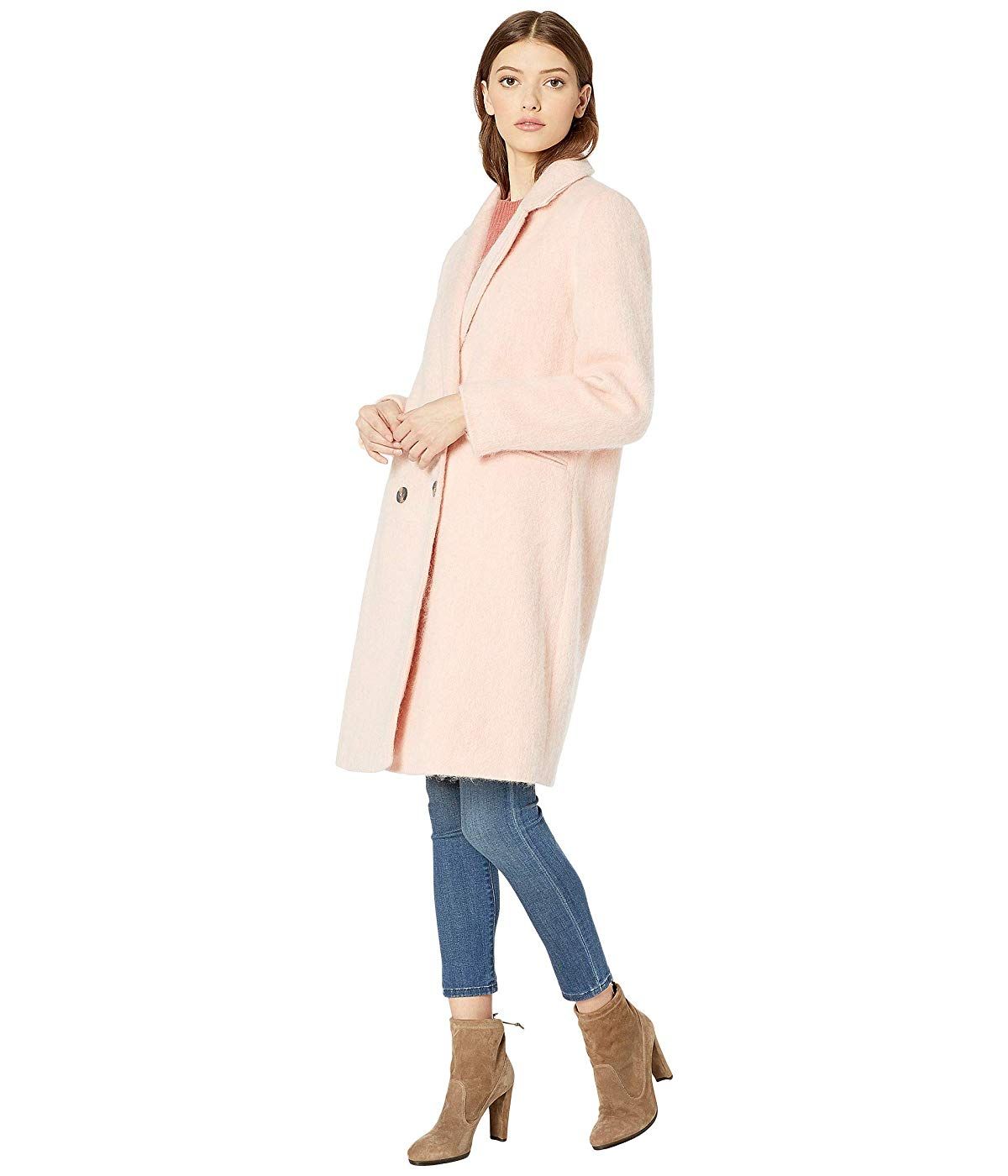Cupcakes and Cashmere Effie Double Breasted Brushed Wool Coat Cupcake Pink - Walmart.com | Walmart (US)