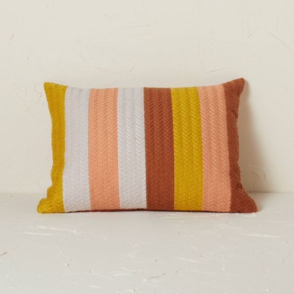 Striped Chevron Embroidered Lumbar Throw Pillow - Opalhouse™ designed with Jungalow™ | Target