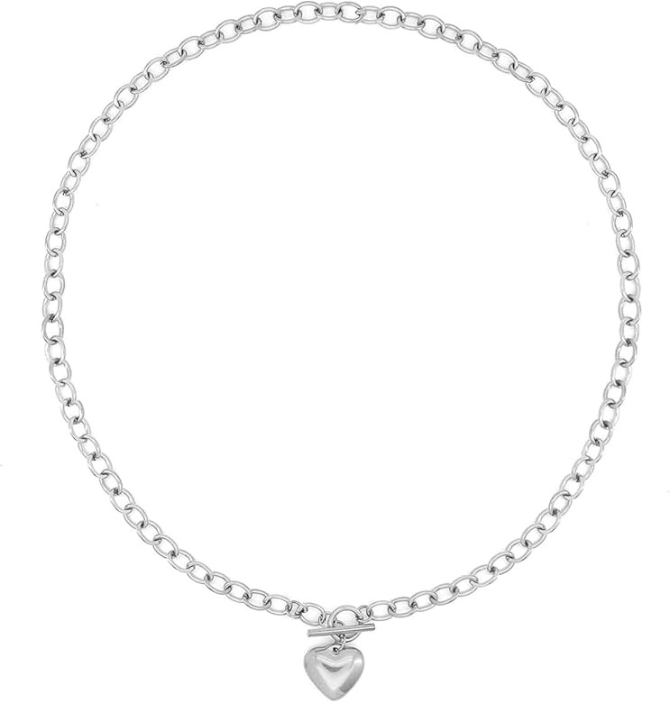 FUTIMELY Gold-Plating Heart Chunky Choker Necklaces,14K Punk Puffy Love Thick Chain Pendant Neckl... | Amazon (US)