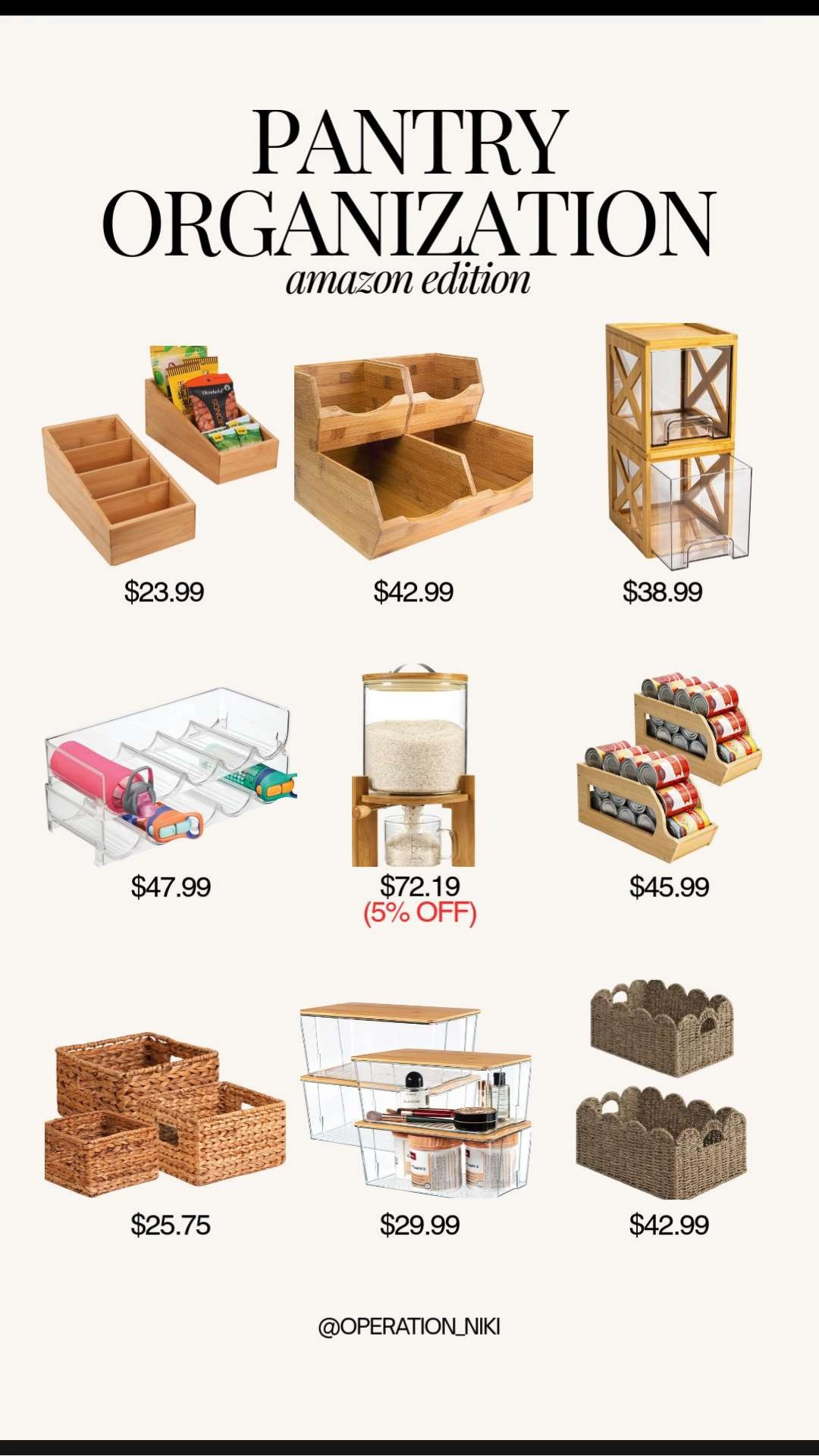 Pantry organization from Amazon that makes everything easier to see, grab, and keep stocked 🧺✨ A simple reset that saves time, cuts clutter, and keeps your kitchen running smoother every day.

Follow for more @OPERATION_NIKI on IG, TikTok, & Facebook
#pantryorganization #homeorganization #kitchenorganization #amazonfinds #amazonhome #pantrygoals #organizedhome #organizationideas #pantryrefresh #operationniki 

 #LTKHome