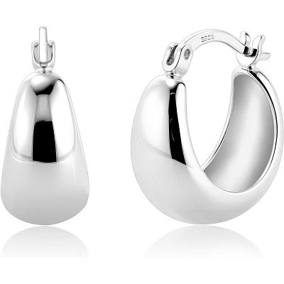 Sterling Silver Chunky Hoop Earrings for Women Hypoallergenic Thick Huggie Earring Wide Hoops Everyday Hoop Earrings Gold One Size | Target