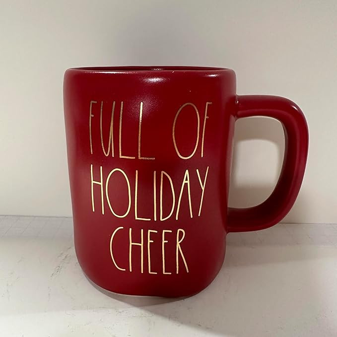Generic Rae -FULL OF HOLIDAY CHEER Coffee Mug Allside Red and Gold Writing *CHRISTMAS MUG*- Dunn ... | Amazon (US)