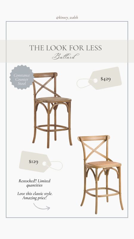 Ballard designer look for less Constance counter stools, wood counter, stools, designer look for last designer, inspired dining chairs, dining chairs on a budget, inexpensive dining chairs, barstools, affordable, barstools, traditional style, transitional style furniture on a budget

#LTKstyletip #LTKhome