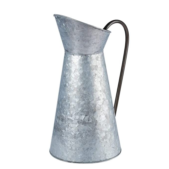 Galvanized Vase - Silver Metal Vase Pitcher with Handle, Vintage Jug Watering Can, Farmhouse Styl... | Amazon (US)