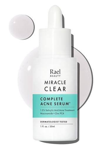Rael Serum for Face, Miracle Clear Complete Acne Treatment - 1.5% Salicylic Acid, 2% Niacinamide, 0.5% Zinc, Pore Minimizer, Even Skin Tone, Korean Skincare (1oz, 30ml) | Amazon (US)
