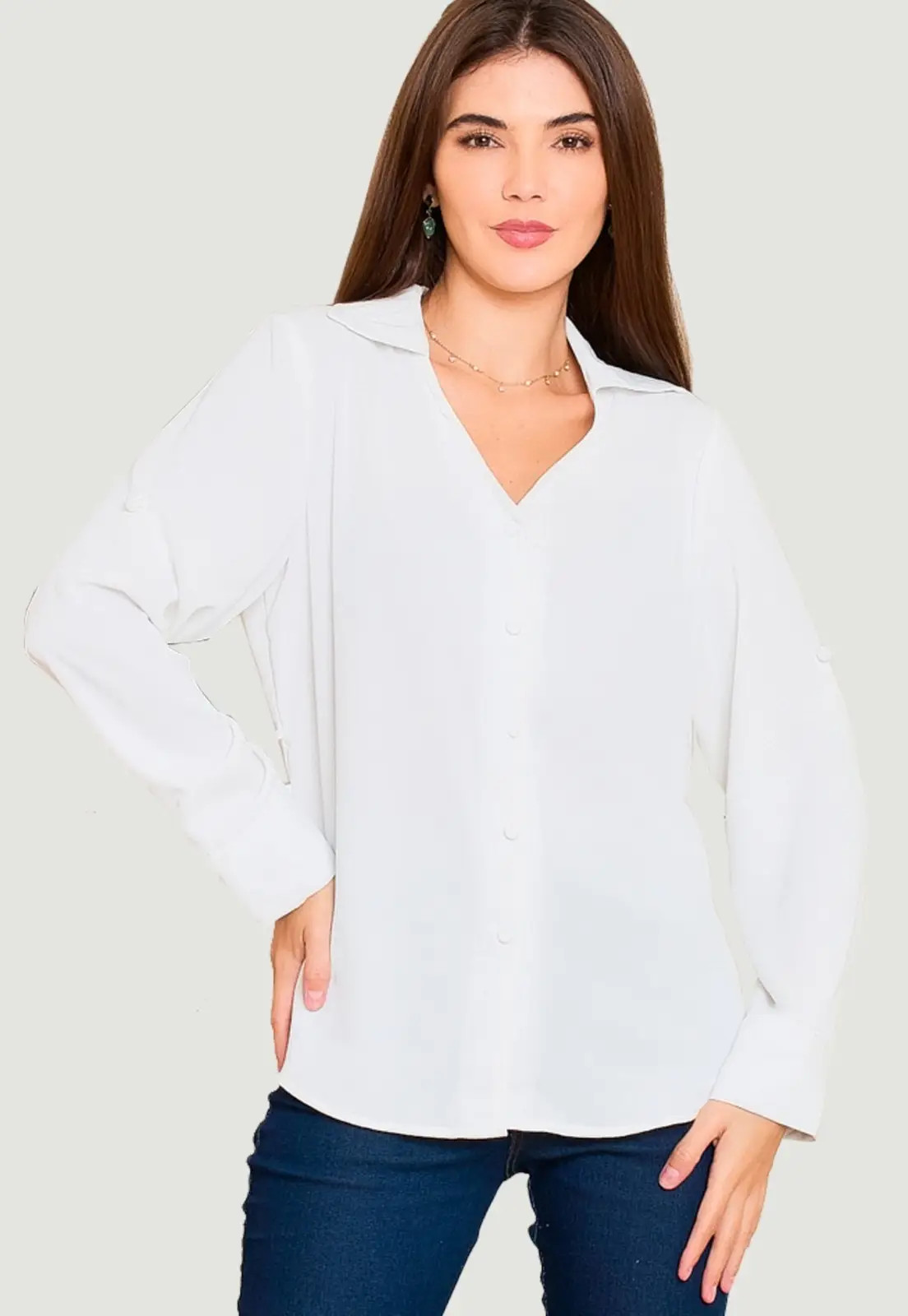 Aishty Camisa Feminina Manga Longa Básica Lisa Branco | Dafiti (BR)