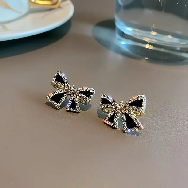 Retro Black Bow Earrings For Women New Style In 2023 With - Temu | Temu Affiliate Program