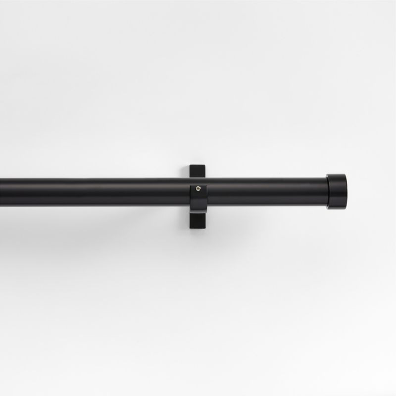 Matte Black 1" Curtain Rod and End Cap Finials Set 120"-170" + Reviews | Crate & Barrel | Crate & Barrel