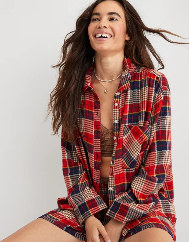 Aerie Flannel Pajama Shirt | Aerie