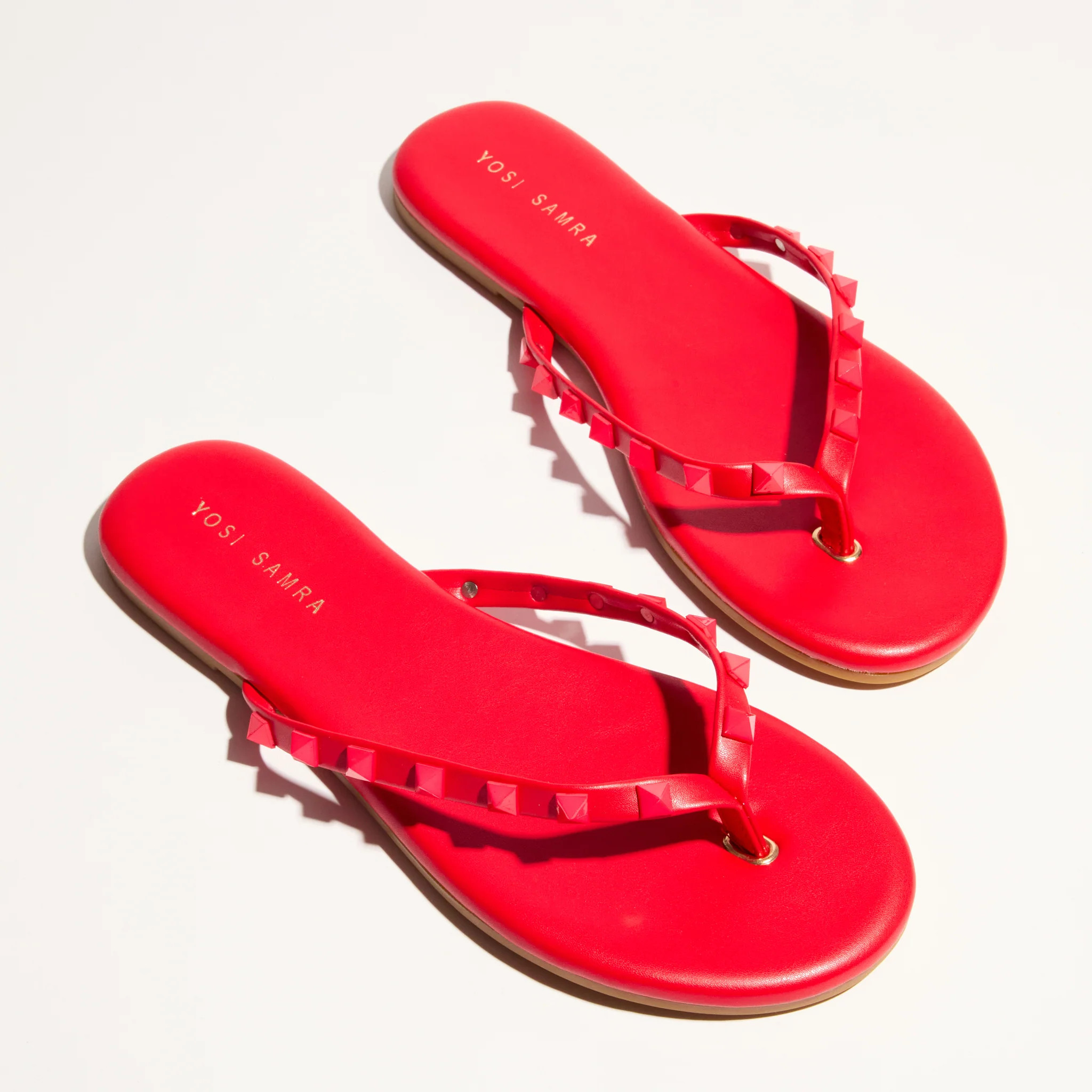 Rivington Stud Flip Flop in Red | Yosi Samra