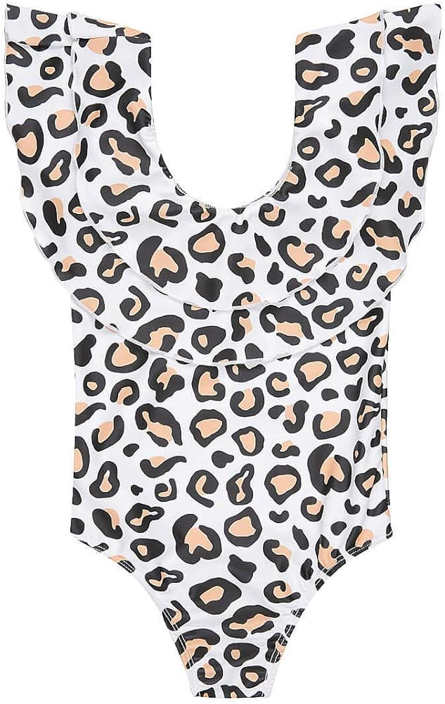 Mommy and Me Swimsuits Leopard Ruffles Swimwear Mother Daughter Monikini Bathing Suit | Amazon (US)