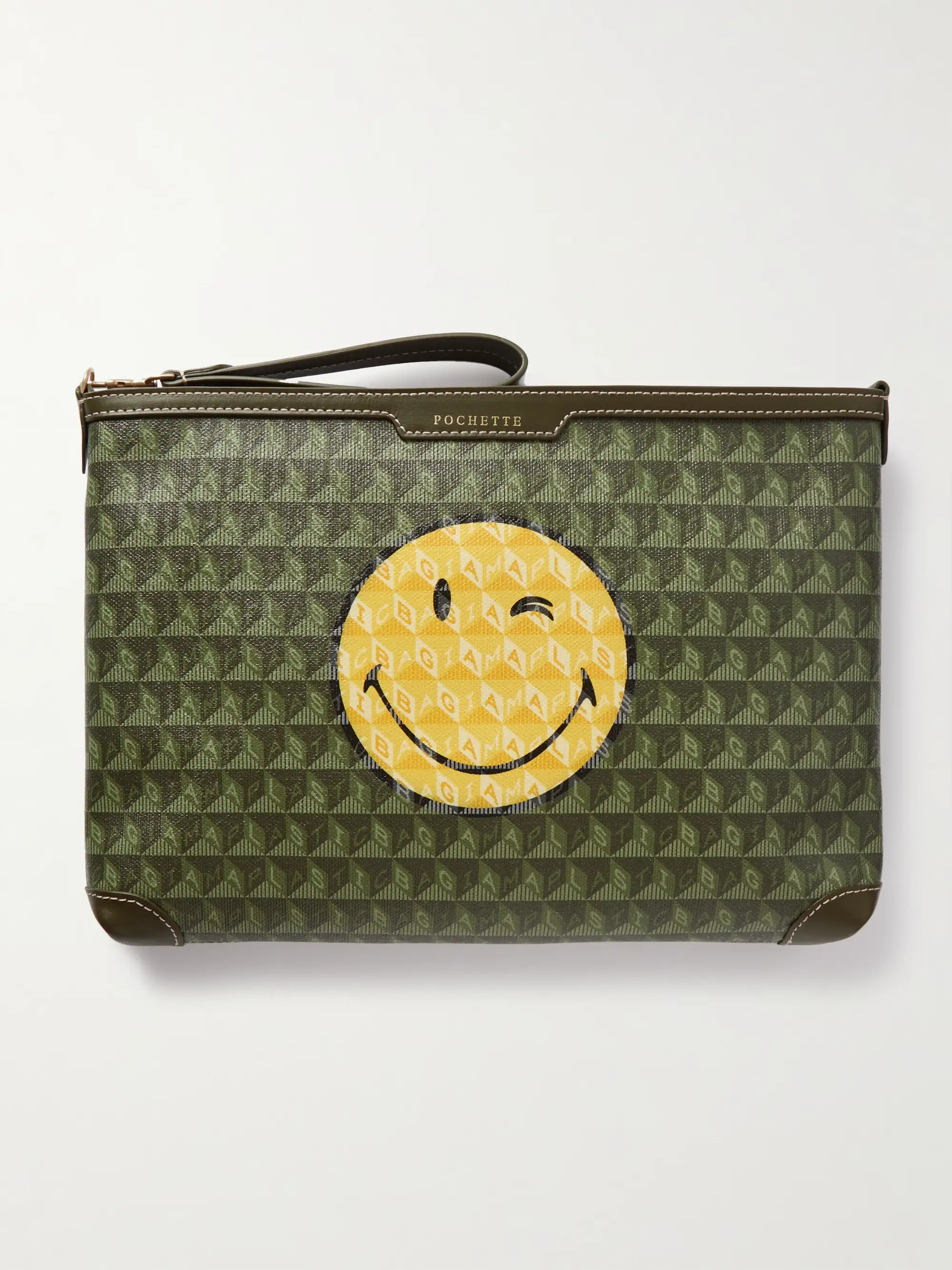 I Am a Plastic Bag leather-trimmed printed recycled coated-canvas pouch | NET-A-PORTER (UK & EU)