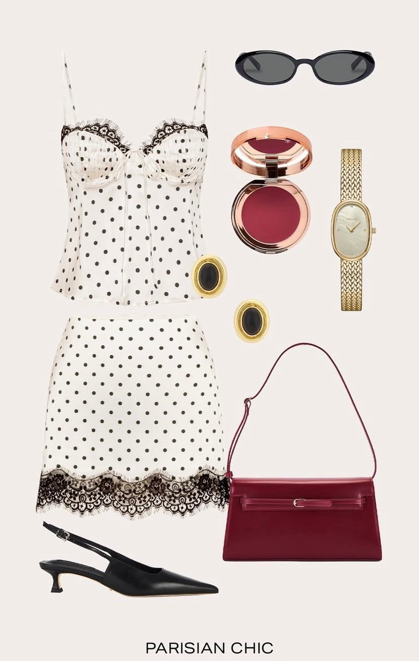 Parisian Chic 🌹

#outfit #heels #bag #skirt #makeup earrings watch polka dots 

#LTKgrwm #LTKootd #LTKFestival