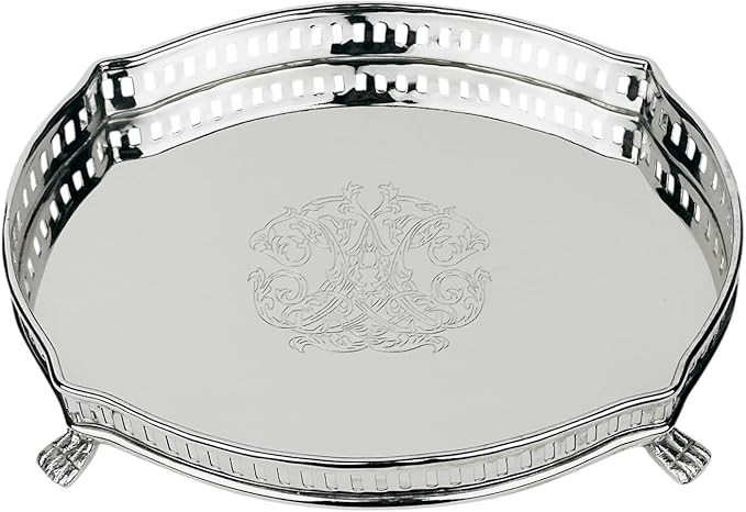 Hapton House Silver Oval Tray - Solid Brass, Nickel Plated, Engraved, Decorative, Perfume & Jewel... | Amazon (US)