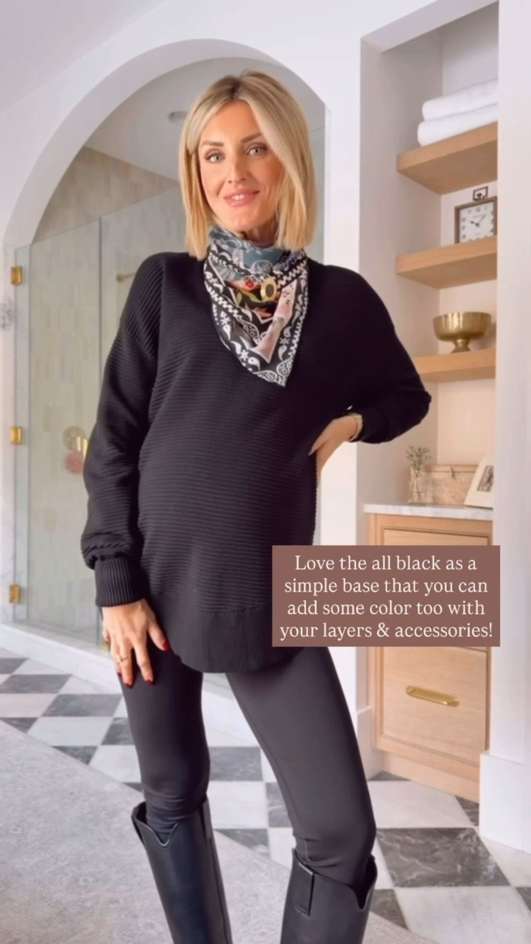 Loving this classic all black look, but I added a pop of print with the scarf! You could also layer a long cardigan over this like I did for more contrast! Wearing a M in the pullover & cardigan! 

Loverly Grey, Amazon, leggings outfit, black pullover, winter outfit, long cardigan 

#LTKSeasonal