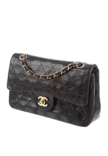 Vintage Chanel Classic Double Flap Black Bag Quilted Small 24K Gold Leather  | eBay | eBay US