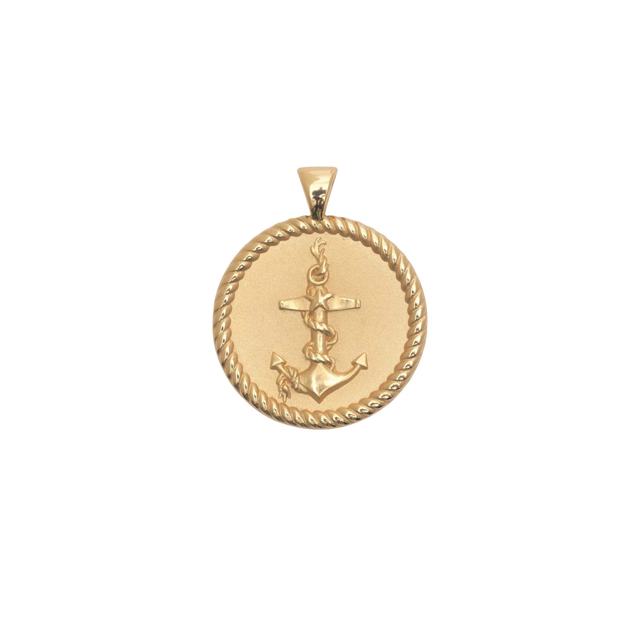 STRONG JW Small Pendant Coin (Anchor) in Solid Gold | Jane Win