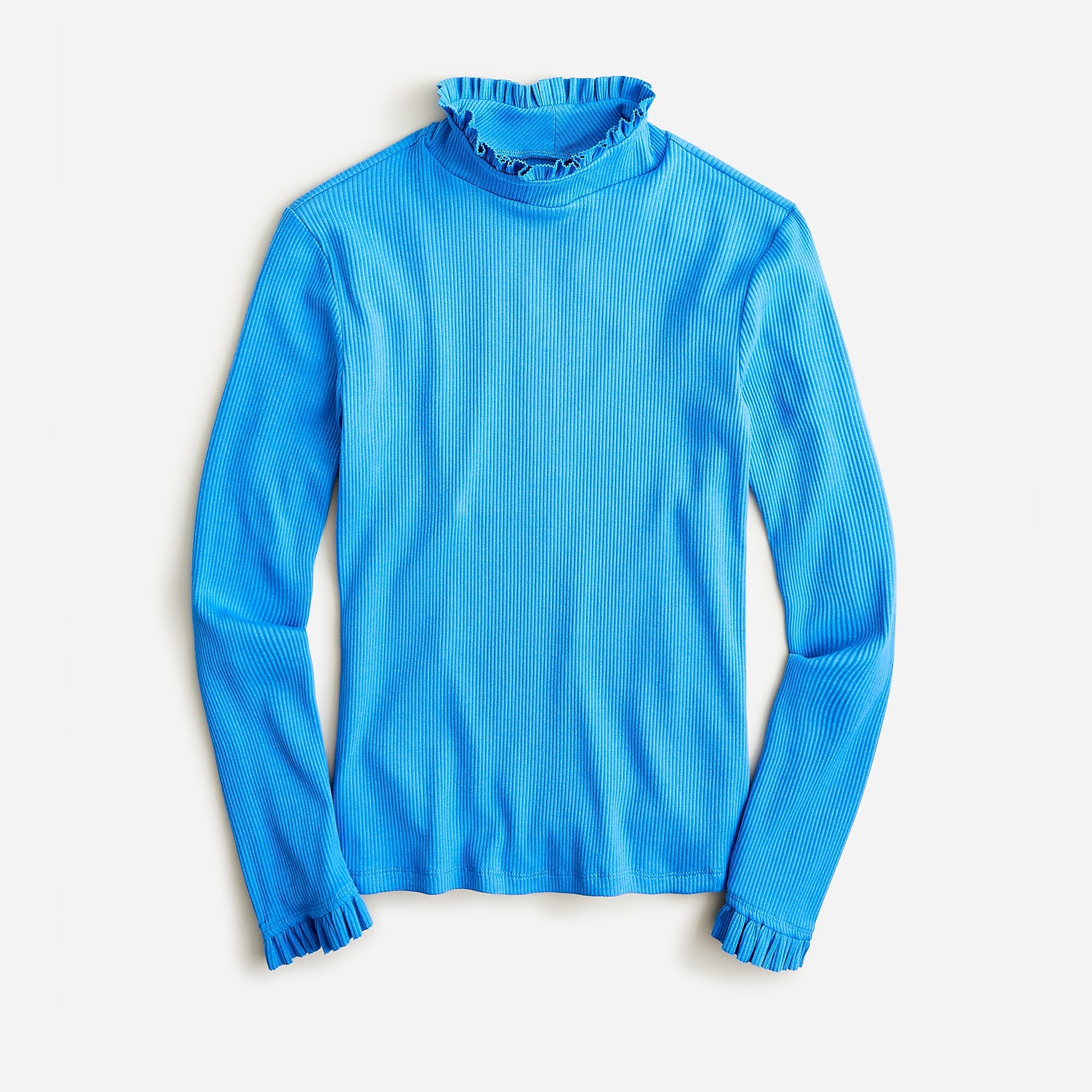 Vintage rib ruffle mockneck T-shirt | J. Crew US