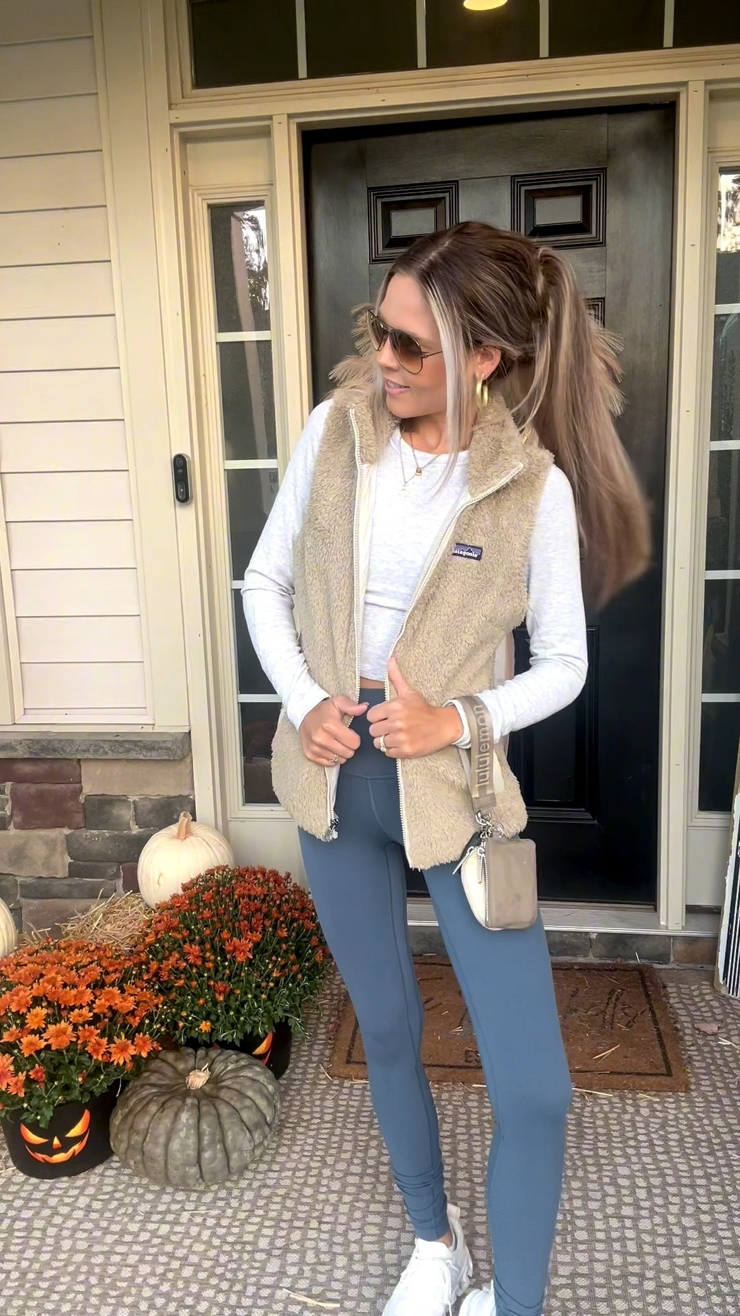 Fall uniform unlocked 🍂 My go-to staples: Lululemon Align leggings + matching sports bra (obsessed with the support), the softest long sleeve crop (already ordering every color), and this fuzzy Patagonia vest that every closet needs for the perfect fall transition layer. Styled with gold jewelry + On Cloud sneakers for the comfiest mom-on-the-go vibe ✨

Top: Small
Leggings: Size 2
Bra: Size 4

#LTKSeasonal #LTKStyleTip #LTKActive