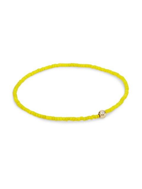 14K Yellow Gold, Diamond & Glass Beaded Bracelet | Saks Fifth Avenue