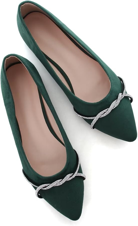 TN TANGNEST Womens Casual Flats Fashion Chain Pointed Toe Ballet Flats Rhinestone Flats Comfort S... | Amazon (US)