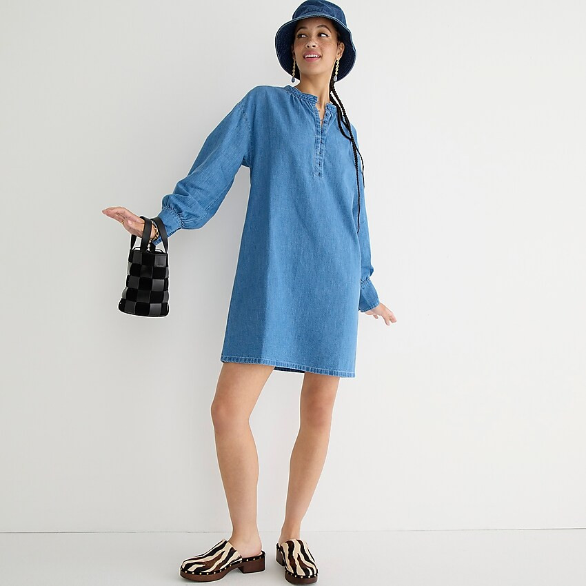 Indigo button-up shift dress | J. Crew US
