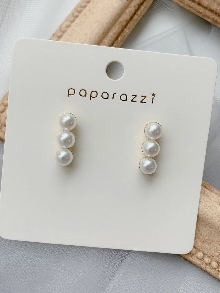 1pair European And American Style Personality Lightweight Ins Wind Elegant Fashion Three Pearls S... | SHEIN
